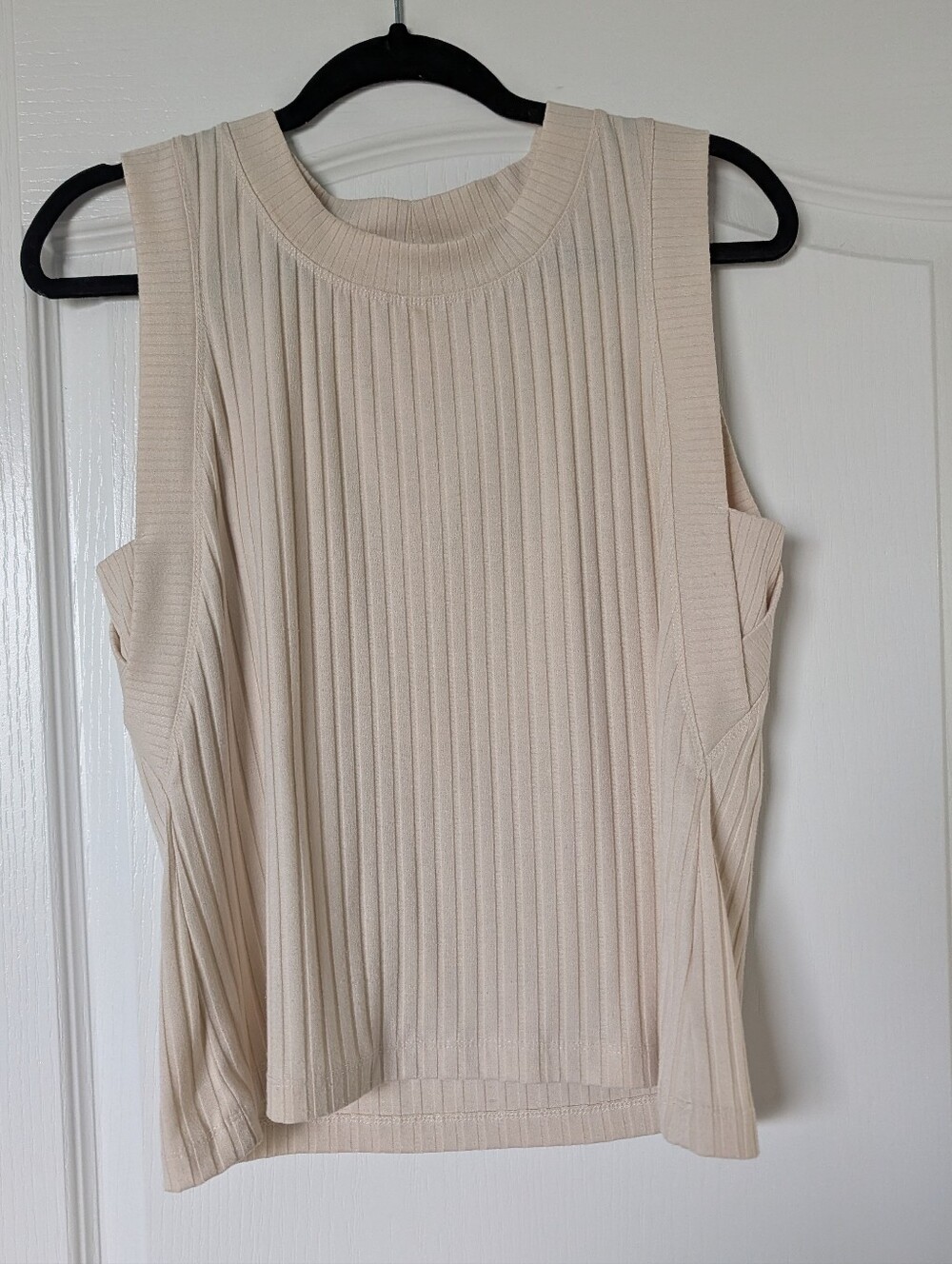 Sleeveless Ribbed Tank Top - Cream